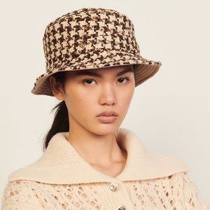 Sandro Reversible Tweed/Nylon Bucket Hat